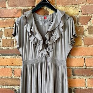 Silky EDC Silver Grey Ruffle Midi Dress.  Size: Medium